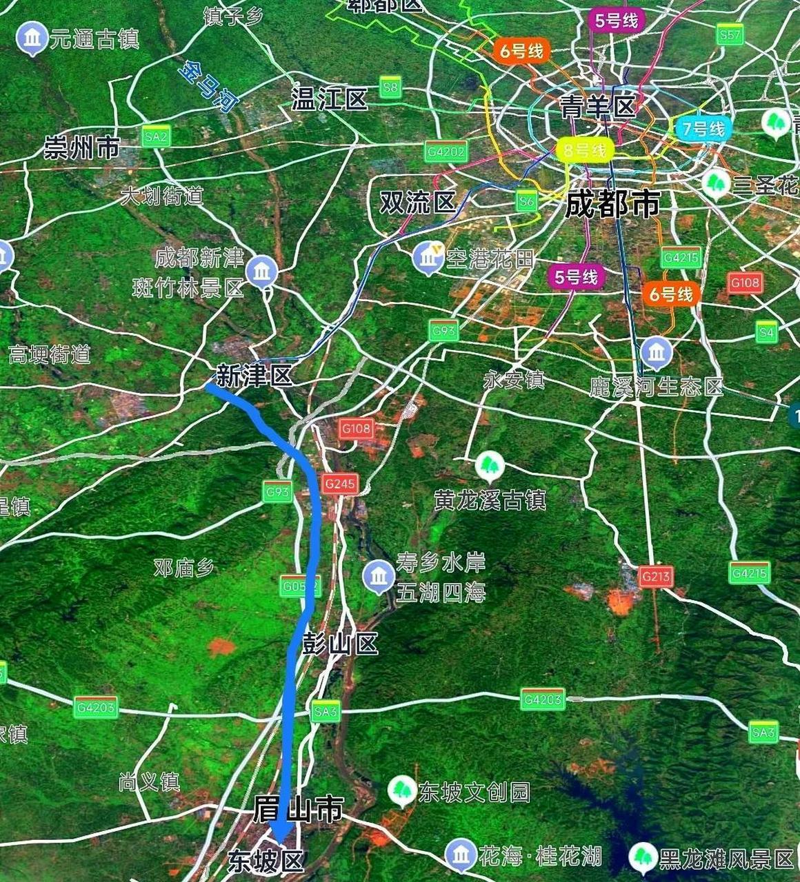 现如今成都到眉山的地铁s5号线正在紧锣密鼓地建设,终点站是眉山东站.