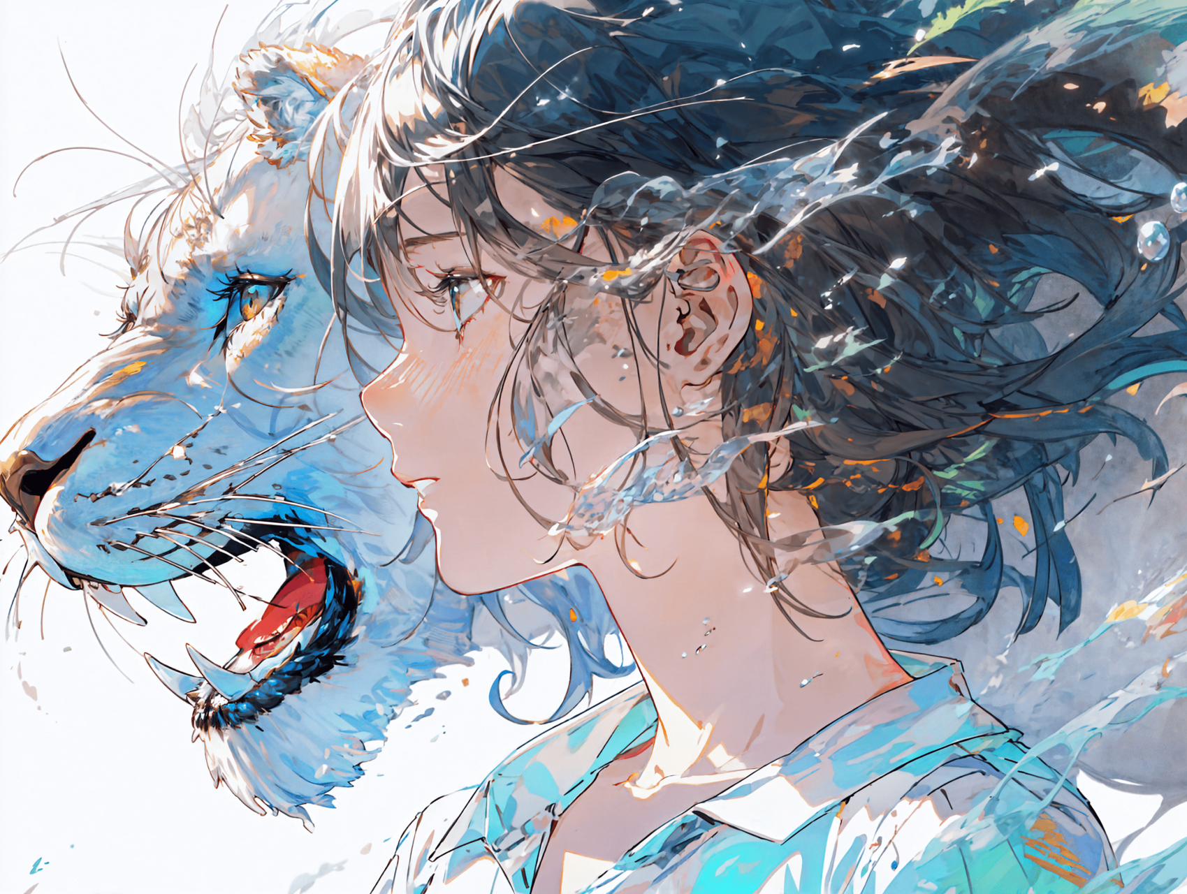 白虎&美少女[期待] 这虎看着眉清目秀的 #二次元美图