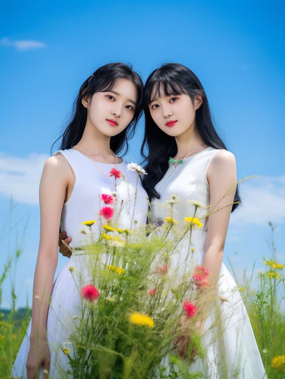 你 姐妹们唯美图片美丽的漂亮的姑娘生的十个小孩一男一女图片对面的