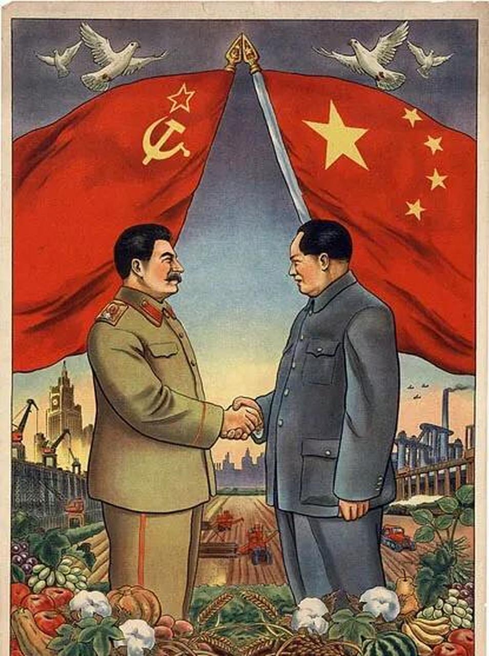 领动计划 老宣传画:中苏友好,领袖们的相互认可!