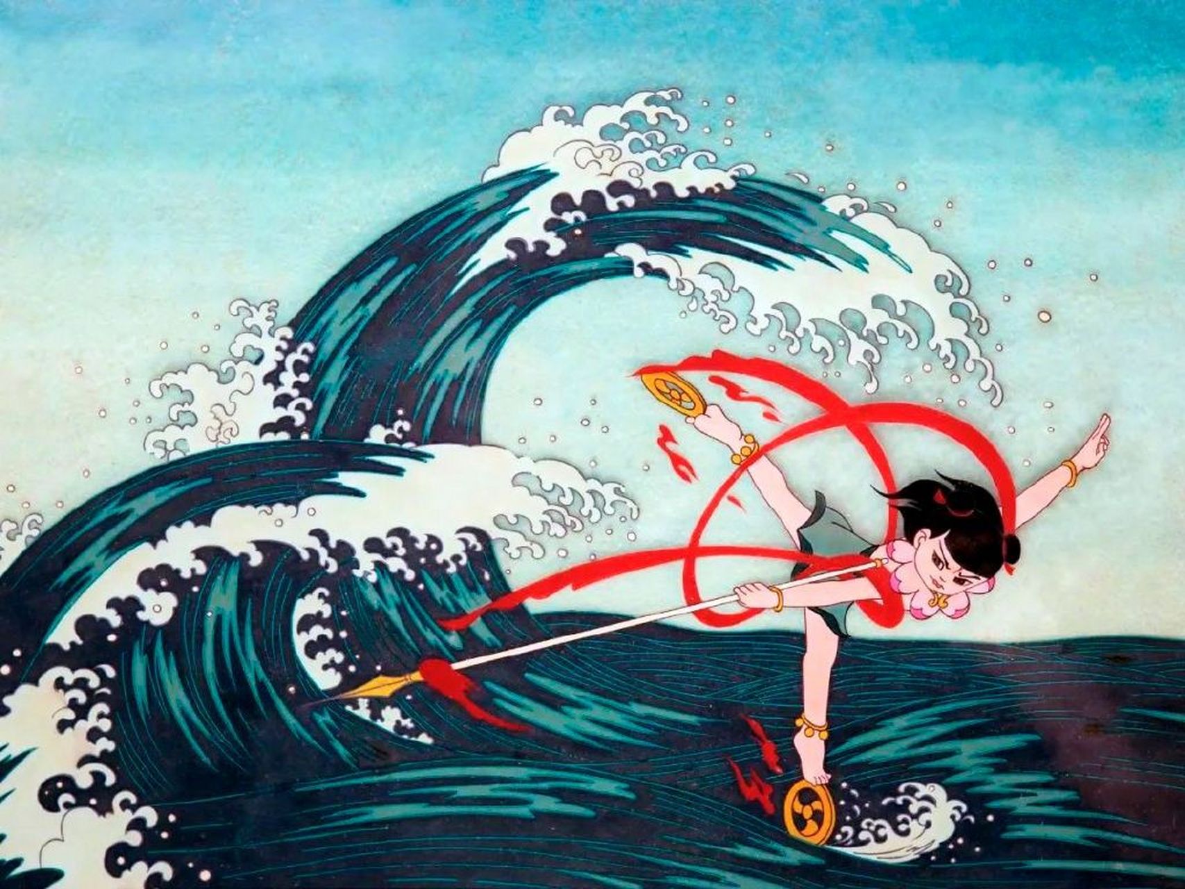 中国第一部彩色宽银幕动画长片《哪吒闹海》上映,它是中国动画电影