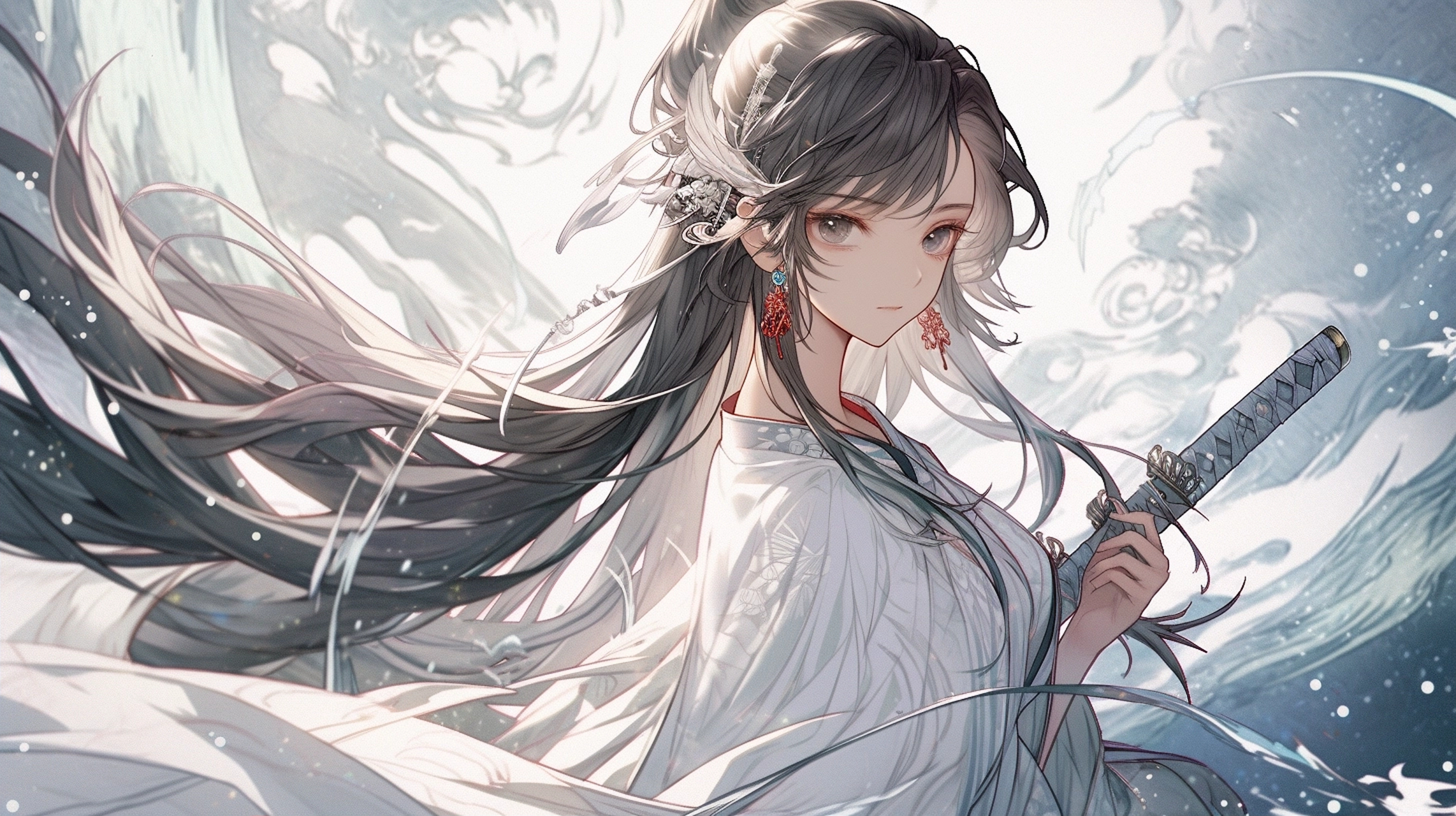 电脑壁纸# #二次元美图# #美女# #二次元# #古风美女# 一人一剑,逆行
