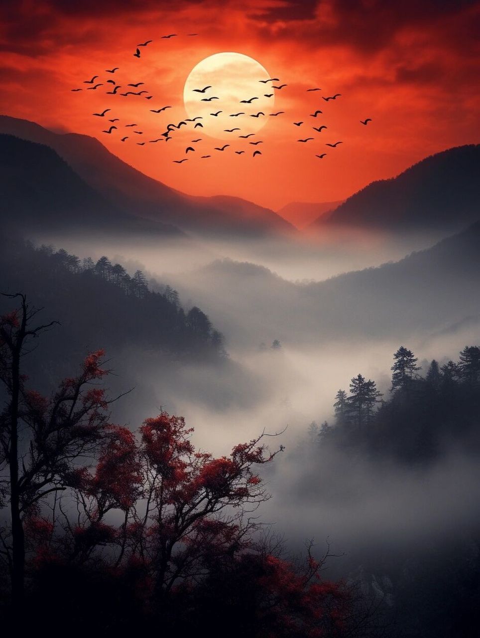 我想把我喜欢的立刻分享给你  其实内心还是很忐忑的,这组红月亮画面