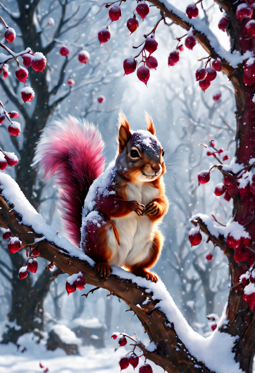 雪树上的松鼠在吃松子#大雪万物冬藏