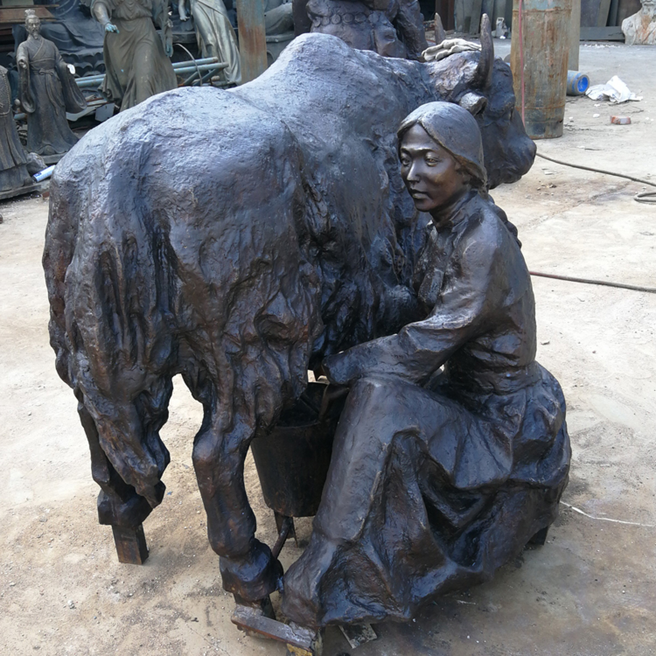 民俗小品铜雕塑 场景人物摆件 生活气息情景再现 人物小品铜雕塑