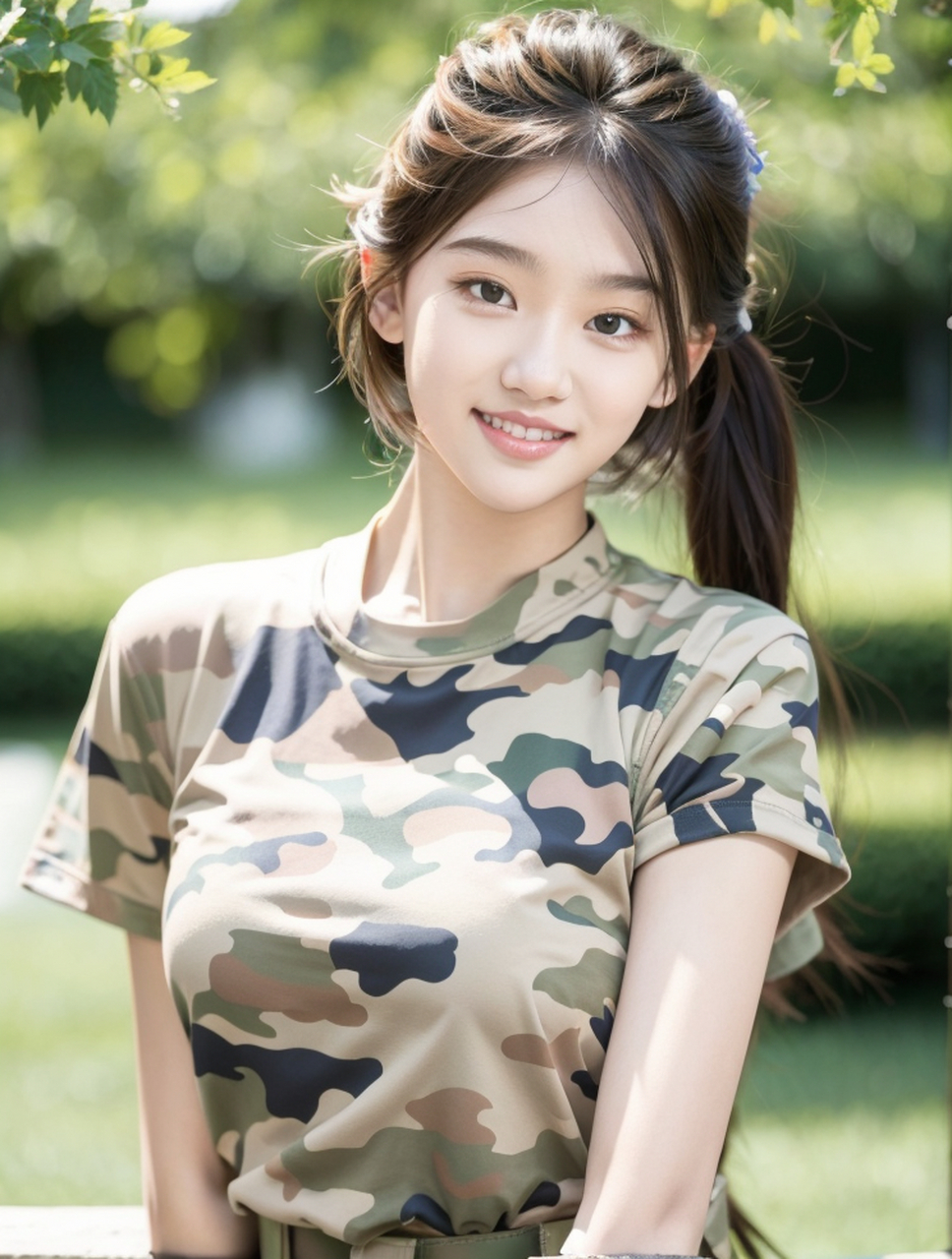 绝色美少女迷彩服写真照片,漂亮小姐姐高清摄影艺术照#养眼美女