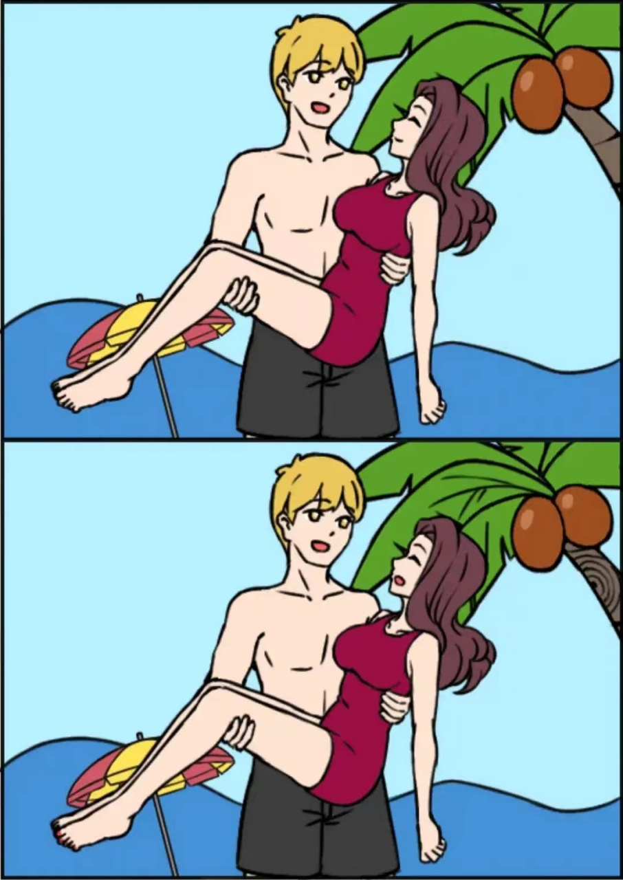 考眼力找不同,图中有五处不同.快来看看你能找到几处不同吧?