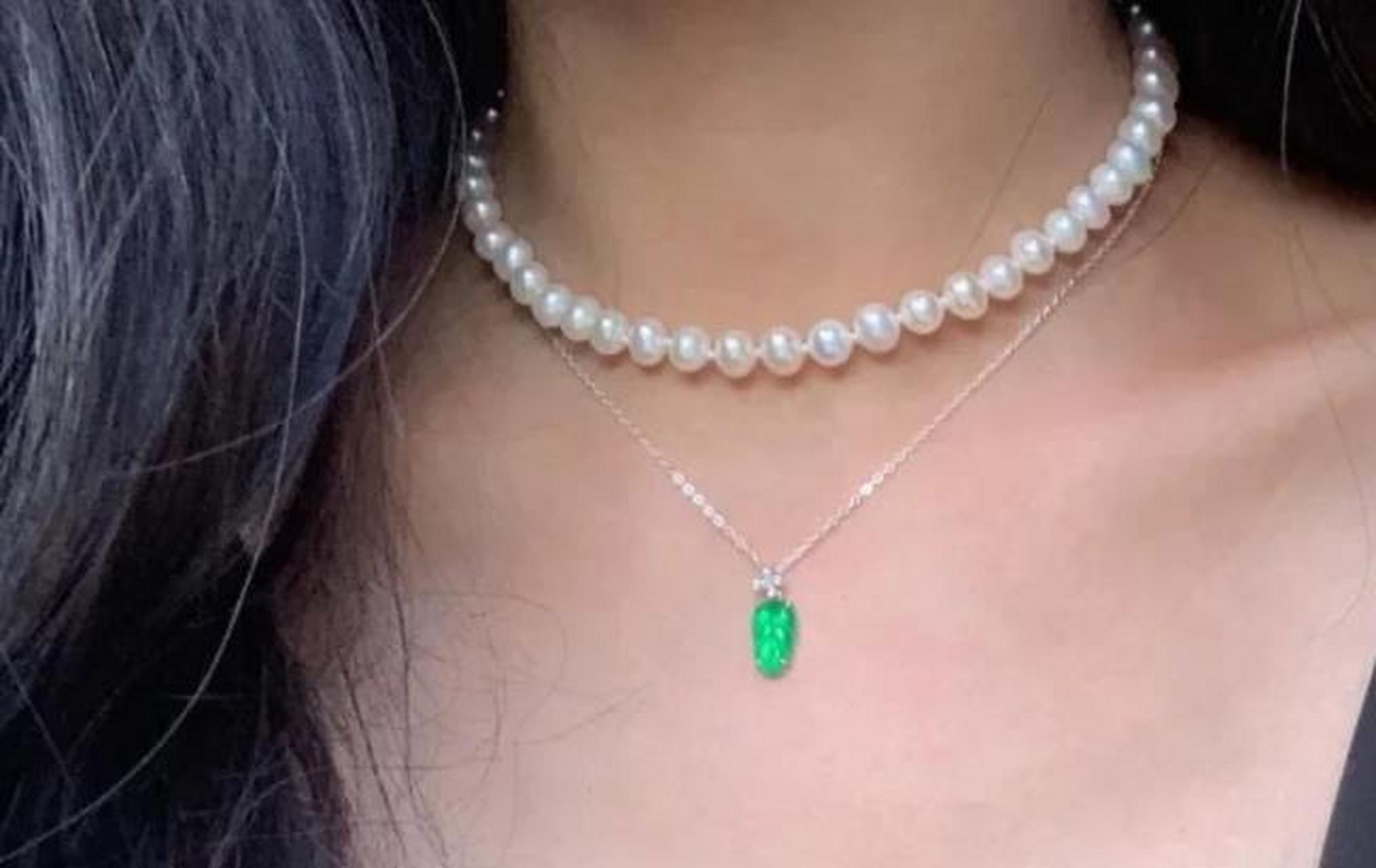 挂件##点击头像看直播# 定制款·翡翠叶子锁骨链:快快抓住夏天的尾巴