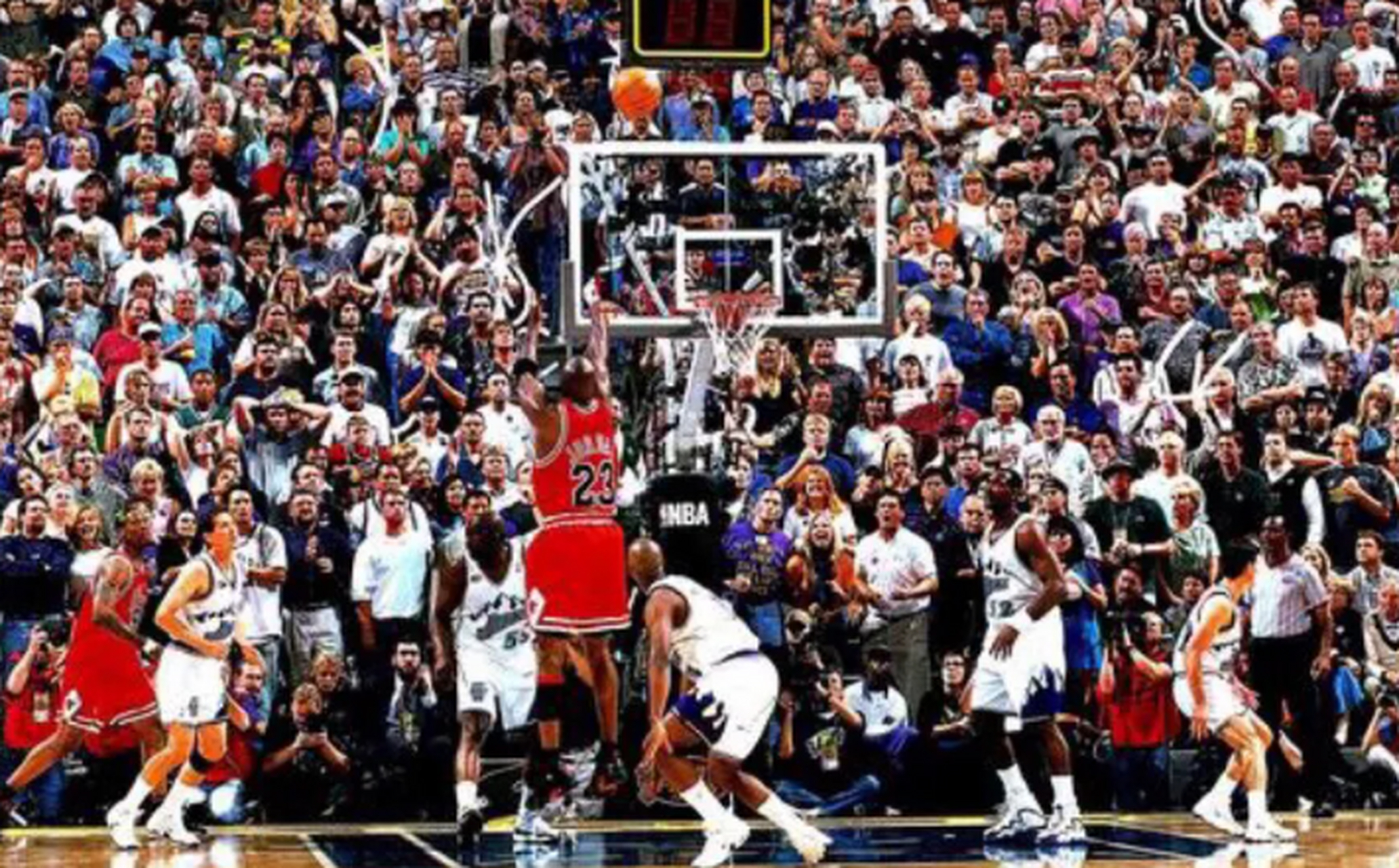 1998年nba总决赛第6场比赛中,虽说公牛队当时已经3:2领先爵士队并拿到