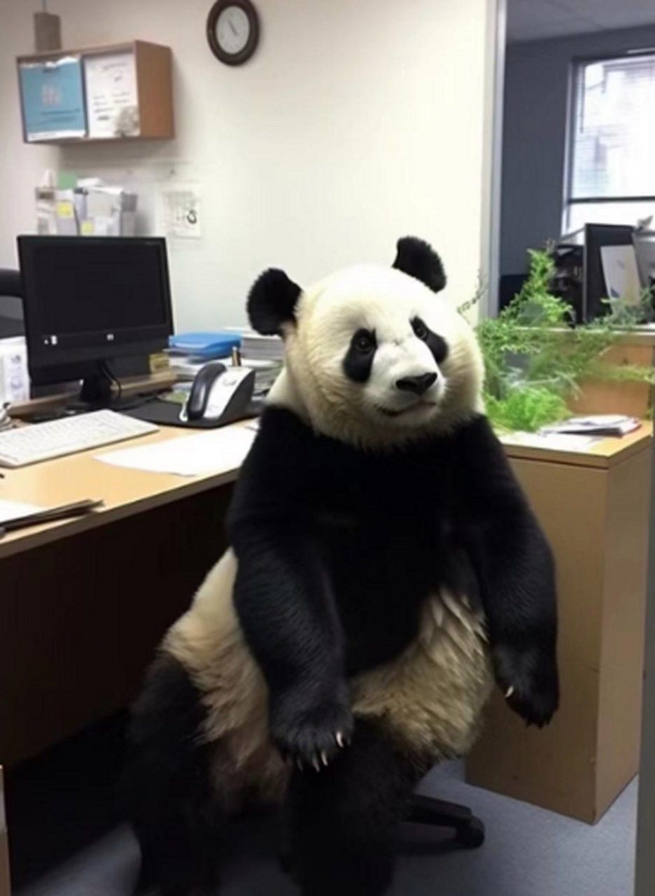 加班到这么晚才下班,黑眼圈都熬出来了!#搞笑日常# #熊猫