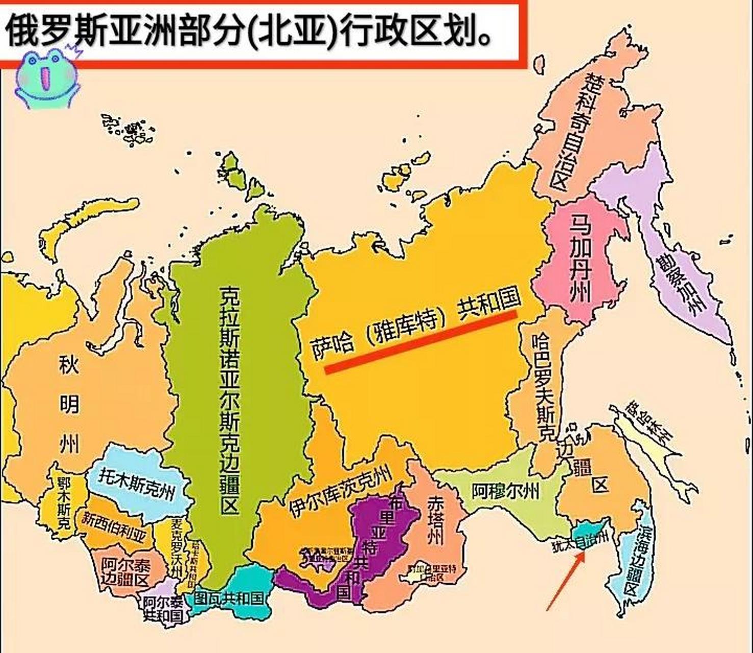 俄罗斯亚洲部分(北亚)行政区划及人口密度图,你看到地广人稀了吗?