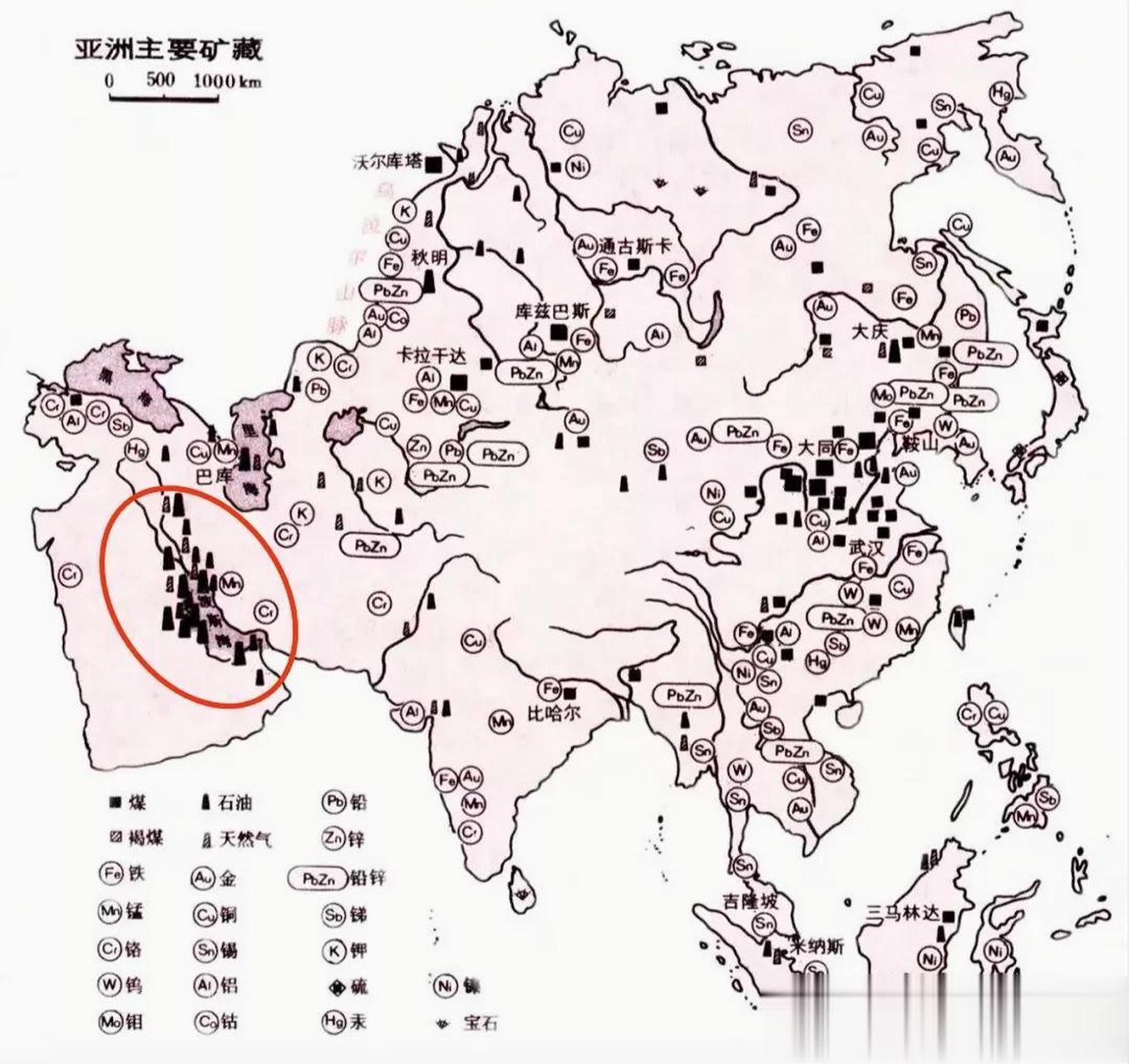 亚洲主要矿藏分布图,世界上矿产最丰富的大洲非亚洲莫属.