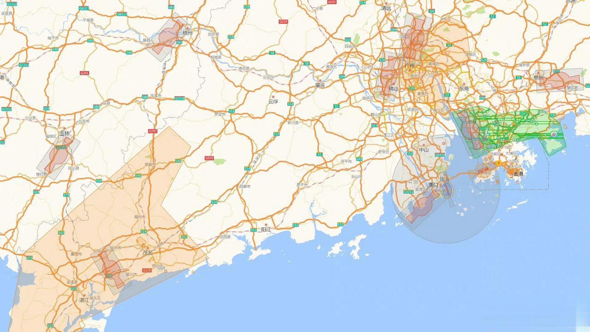 大疆无人机提供的禁飞区查询地图.