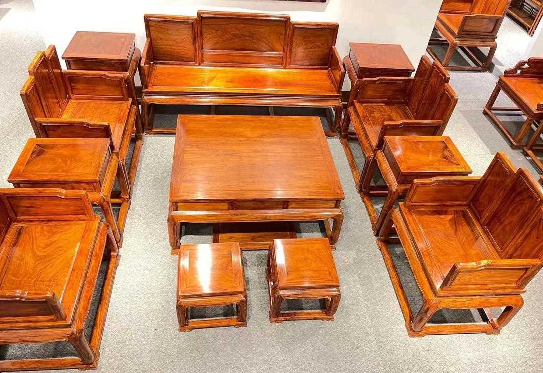 海南黄花梨五屏宝座沙发全水波,独板,非常漂亮