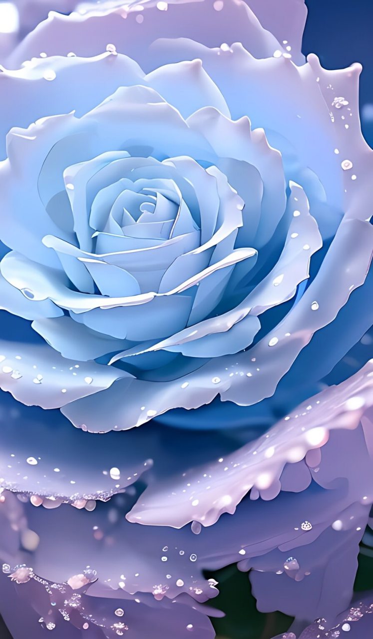 晶莹剔透的蓝色,粉色玫瑰花盛开,仿佛是一幅绝美的画卷,让人不由自主