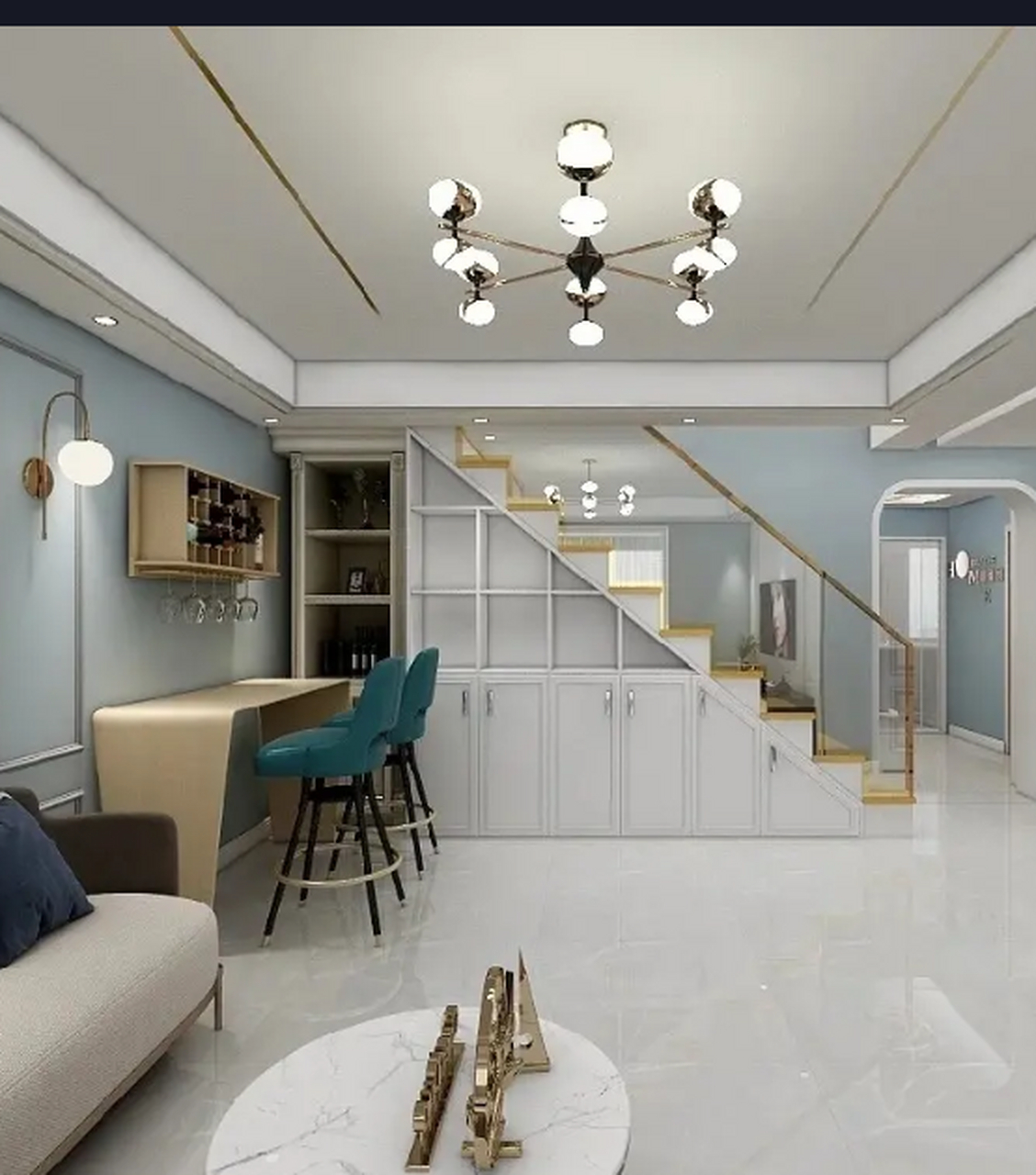 装修风格大全2022新款轻奢风 装修效果图-120平潮流混搭复式装修效果