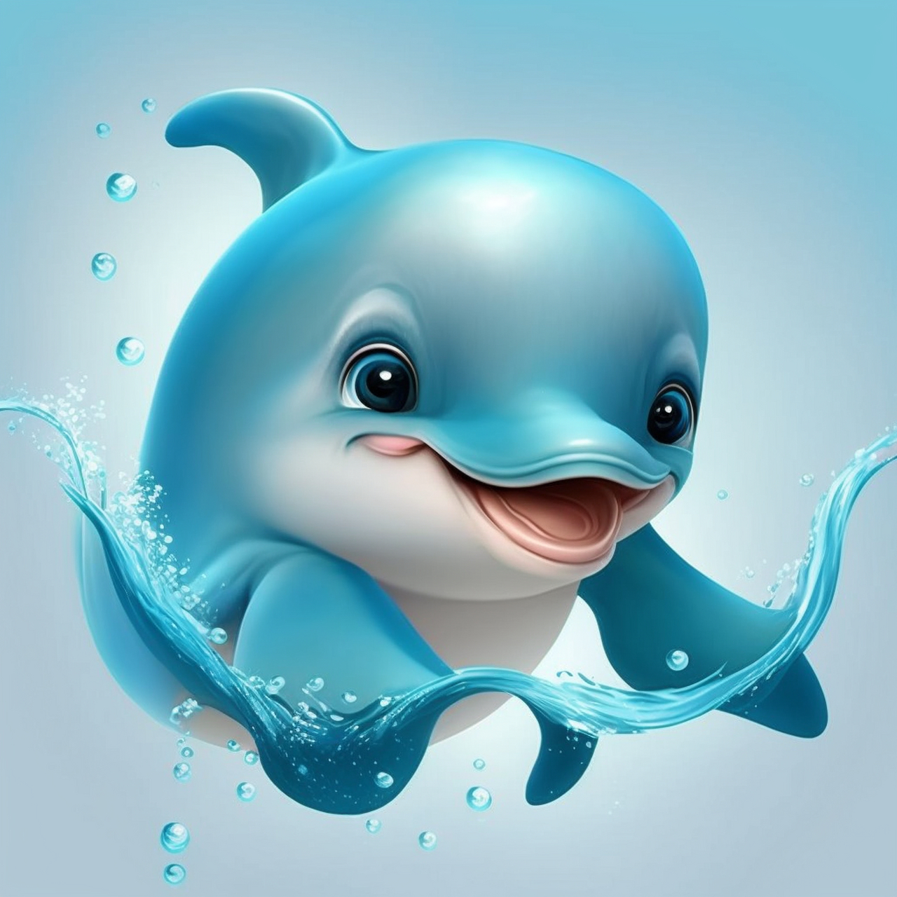 ai作图分享 prompt: 可爱的卡通 of 宝宝海豚 #aigc未来# #海豚