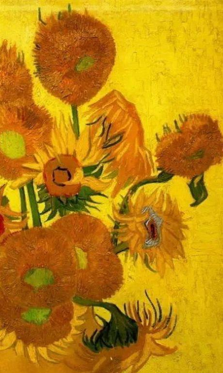 《十五朵向日葵》布面油画 这幅画是凡高在阿尔创作的第五幅向日葵