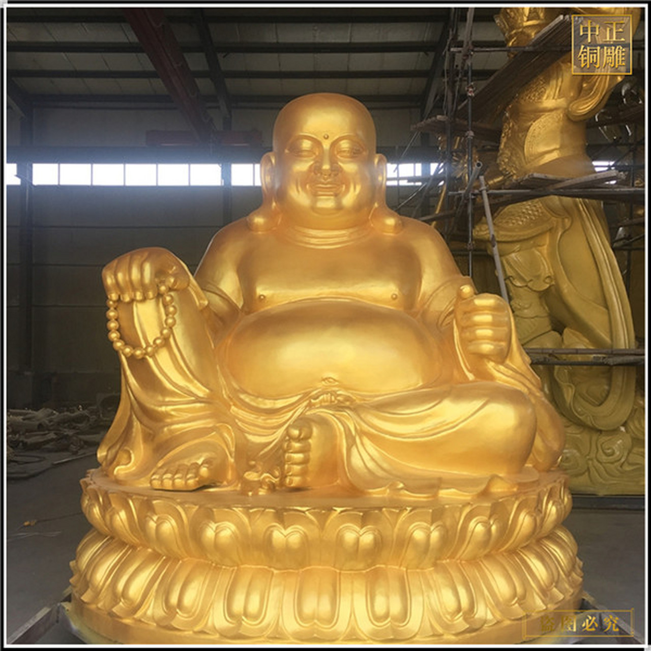 寺庙弥勒佛铜像铸造厂 贴金彩绘大肚弥勒佛铜像 寺庙弥勒佛铜像定制