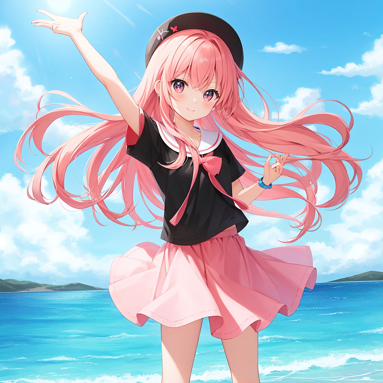 the anime girl exudes beauty as she dances grac