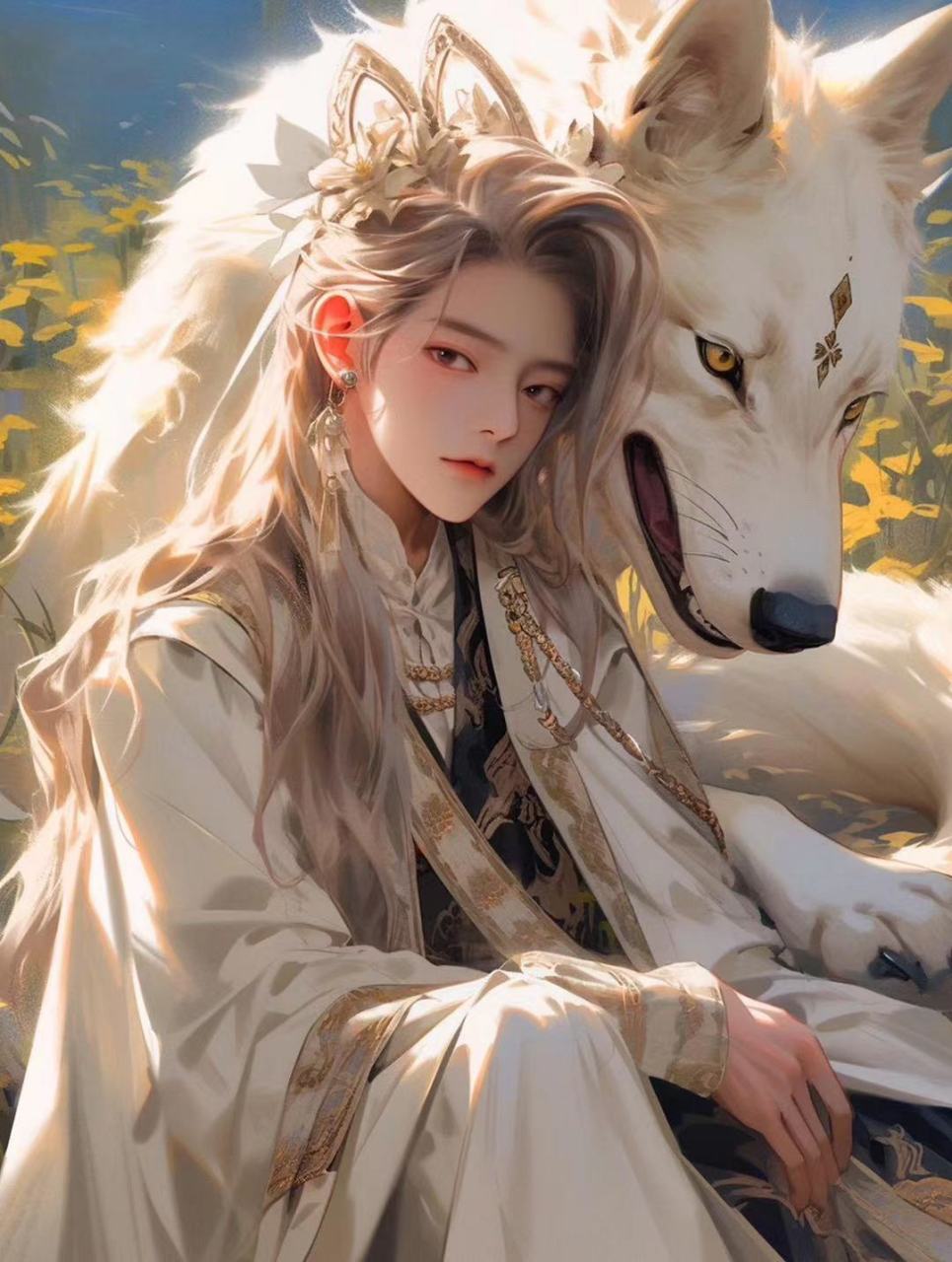 [哟]ai狐妖插画壁纸,涂山璟