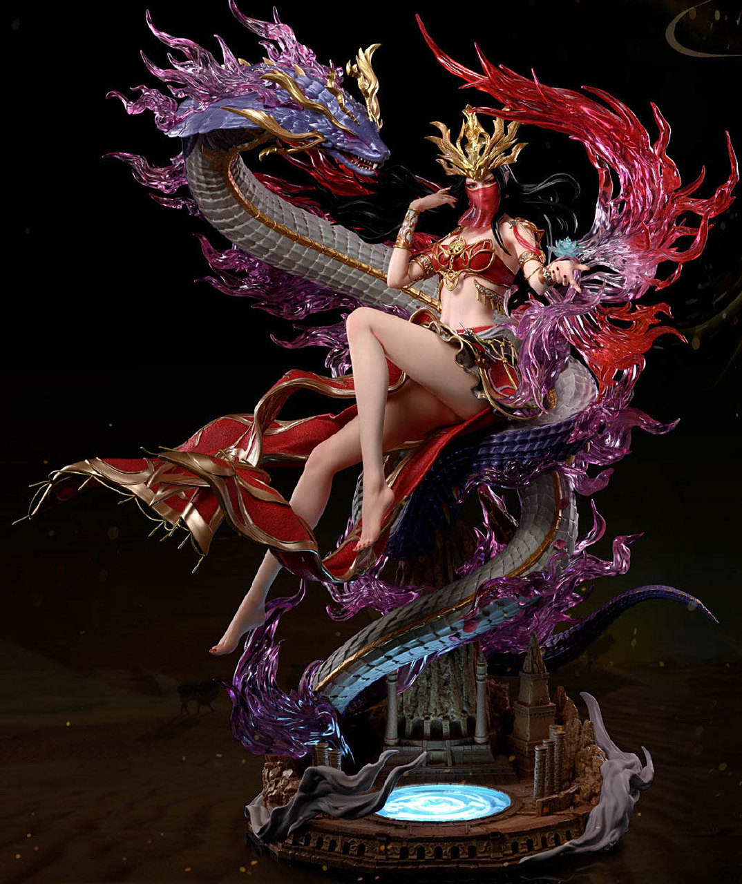 《斗破苍穹》蛇人族女王美杜莎官方雕像,全款6980,面部细节做得不错