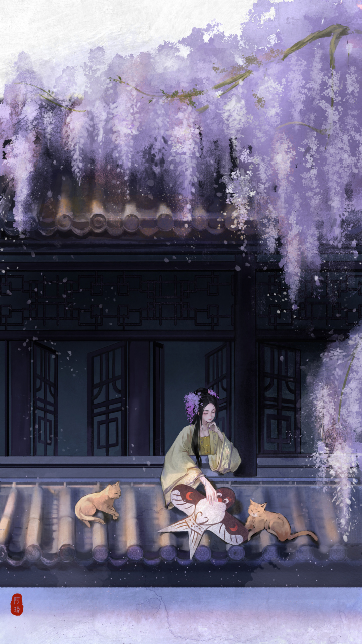 紫藤挂云木,花蔓宜阳春 插画师:阿珺想成为打印机 #古风插画