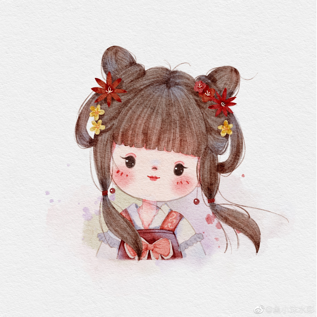 [樱花]萌萌哒古风小可爱女生头像插画[樱花] 画师:鱼小沫水彩 有人