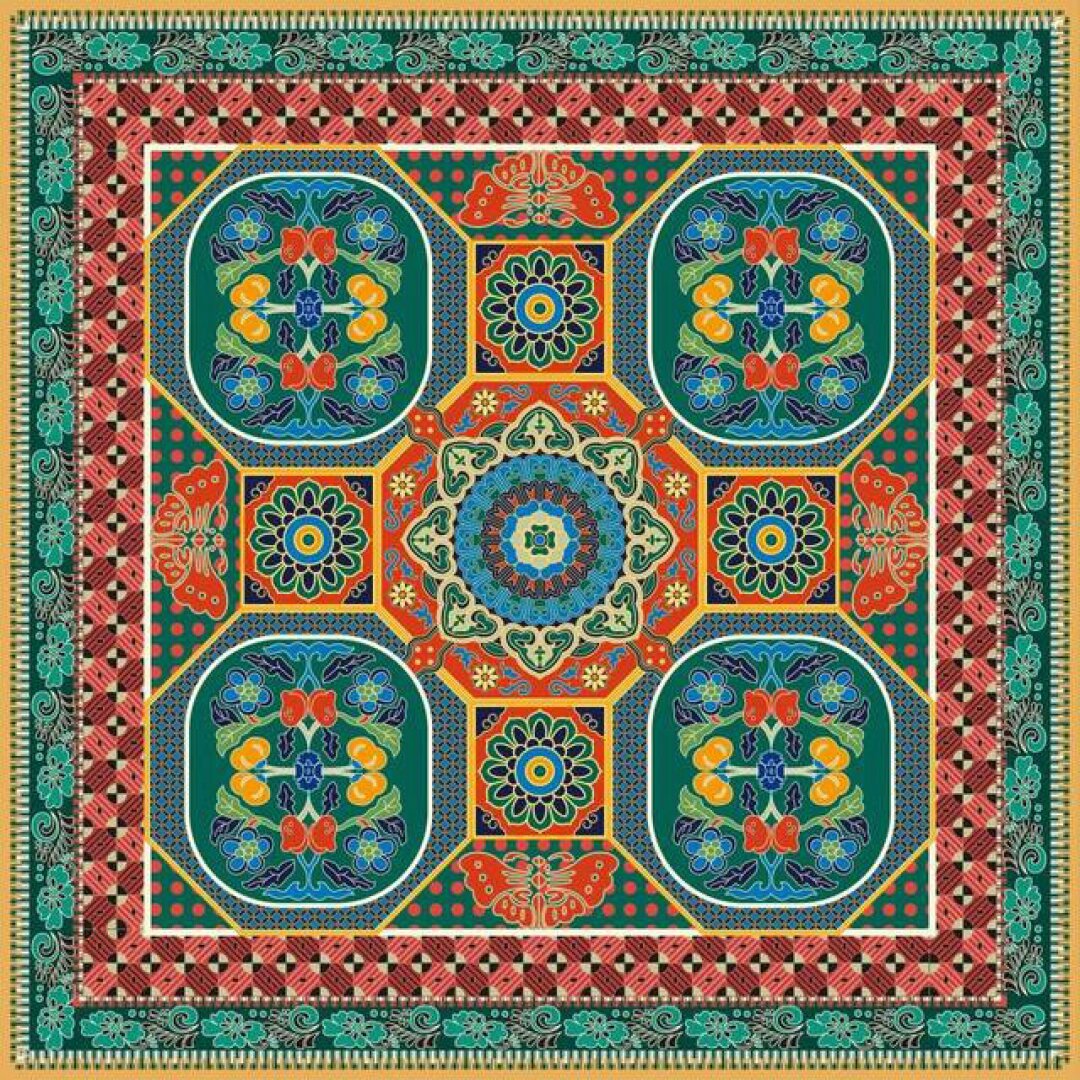 "蒙纹万象"蒙古族图案来源于2019年山东工艺美术学院的毕业设计灼品