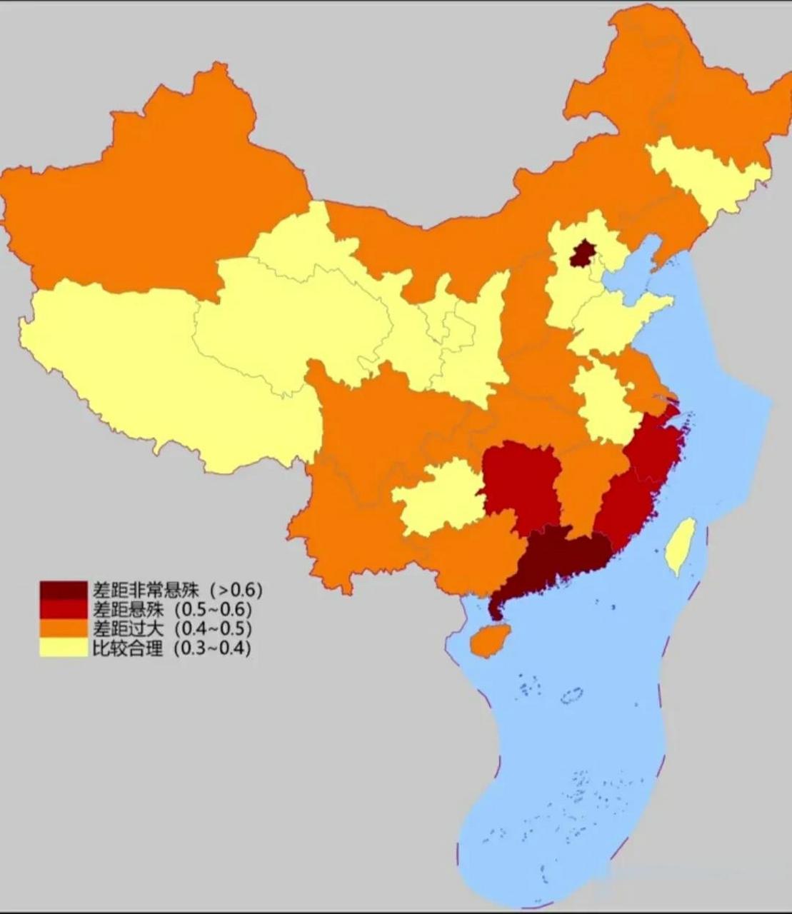 中国基尼系数分布图基尼系数是衡量一个地区和国家收入差距的系数基尼