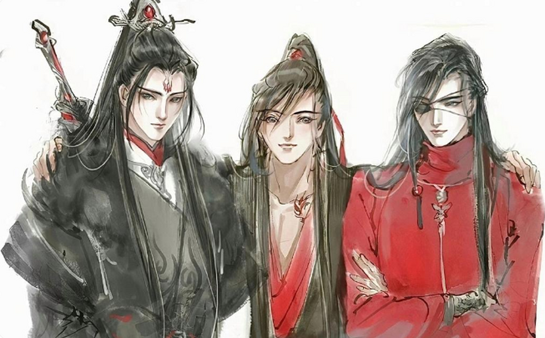 长阳太太画的墨香三子,但是,羡羡你站错队了吧!
