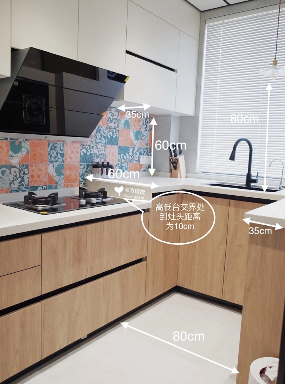 80cm 吊柜深度 35cm 操作区即备菜区宽度最好大于90cm(厨房的cbd)