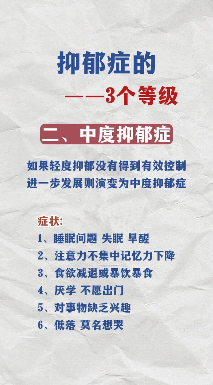 抑郁症的三个等级  我是中医胡素敏,焦虑抑郁不是问题,我来为你提供