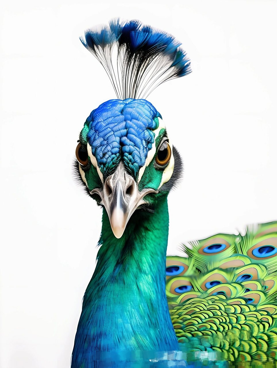 绘画素材1000集日更:孔雀头部特写  孔雀是一种非常美丽的鸟类,其头部