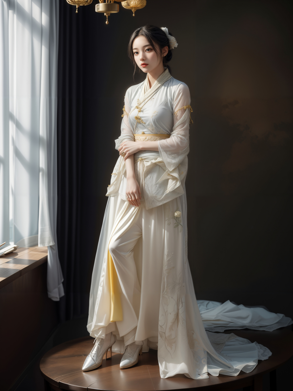 养眼美女# #美女# 每日ai美女秀	汉服小姐姐如同古典画卷中的仙子