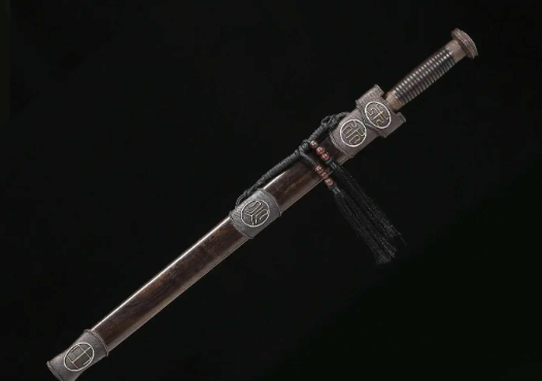 收藏#(五行剑)大马士革钢铜雕鎏金银