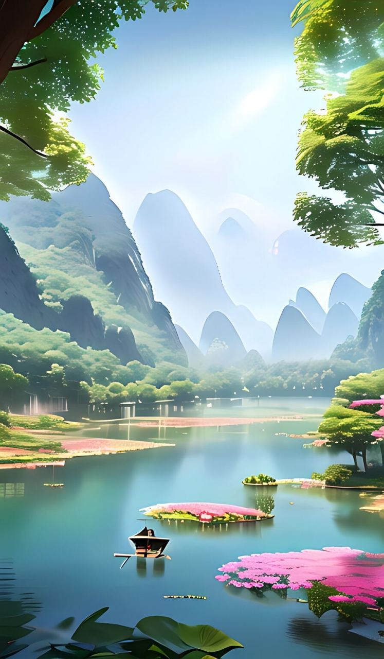 青山绿水,碧海蓝天,别具一格的桂林山水.#ai艺术季# #心花绽放去爱吧