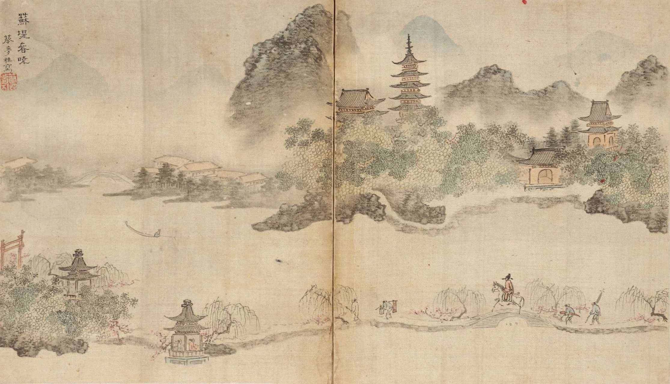 【 明嘉靖 蔡梦桂 《西湖十景册》 】  #山水画#  #国画