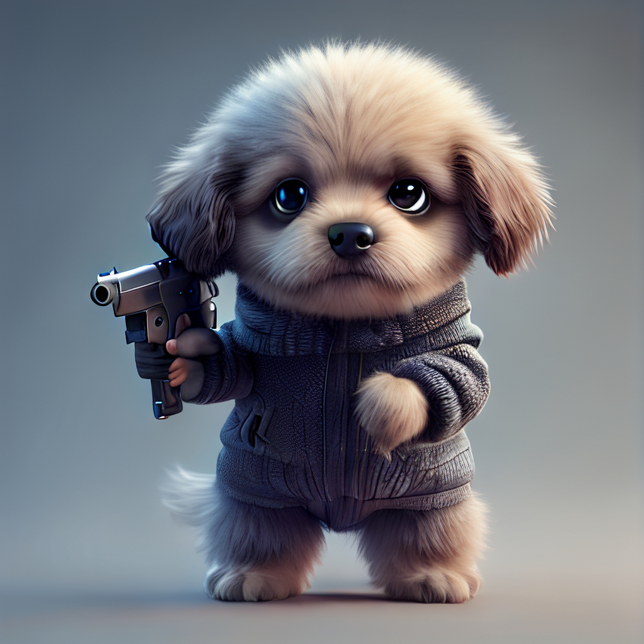 百度ai绘图黑科技#一个可爱和拟人化的小狗穿着中国特种部队军官的