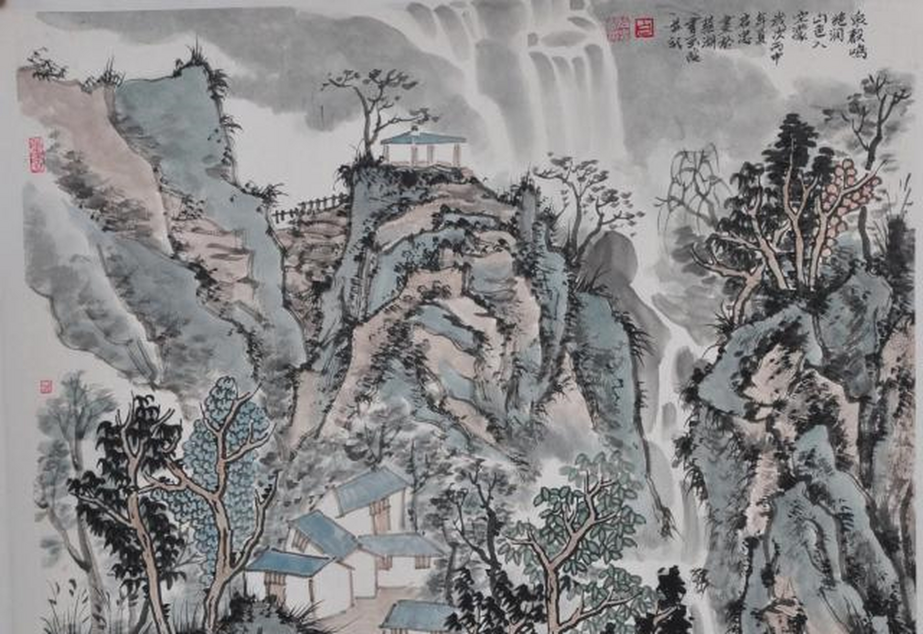 国画山水,白云深处有人家[工人]