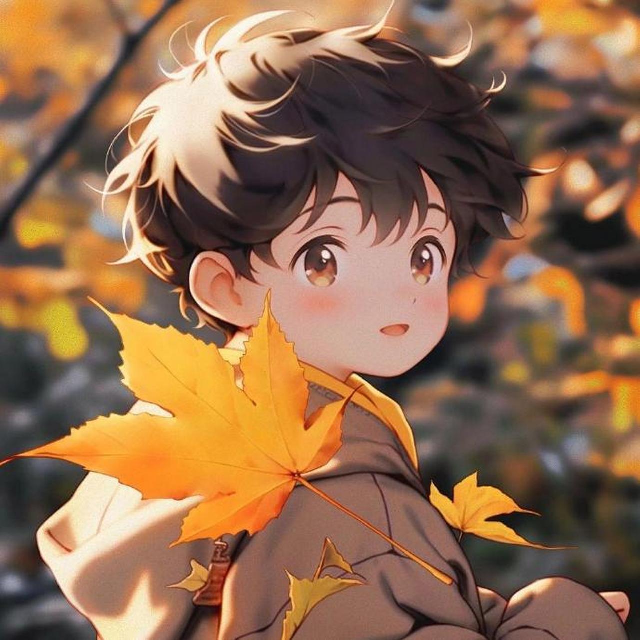 拾秋叶94动漫少年头像~ 676767 #二次元美图# #ai绘画