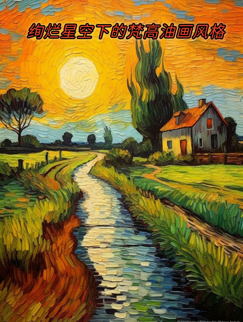 绚烂星空下的梵高油画风格  梵高(vincent van gogh)是荷兰后印象派