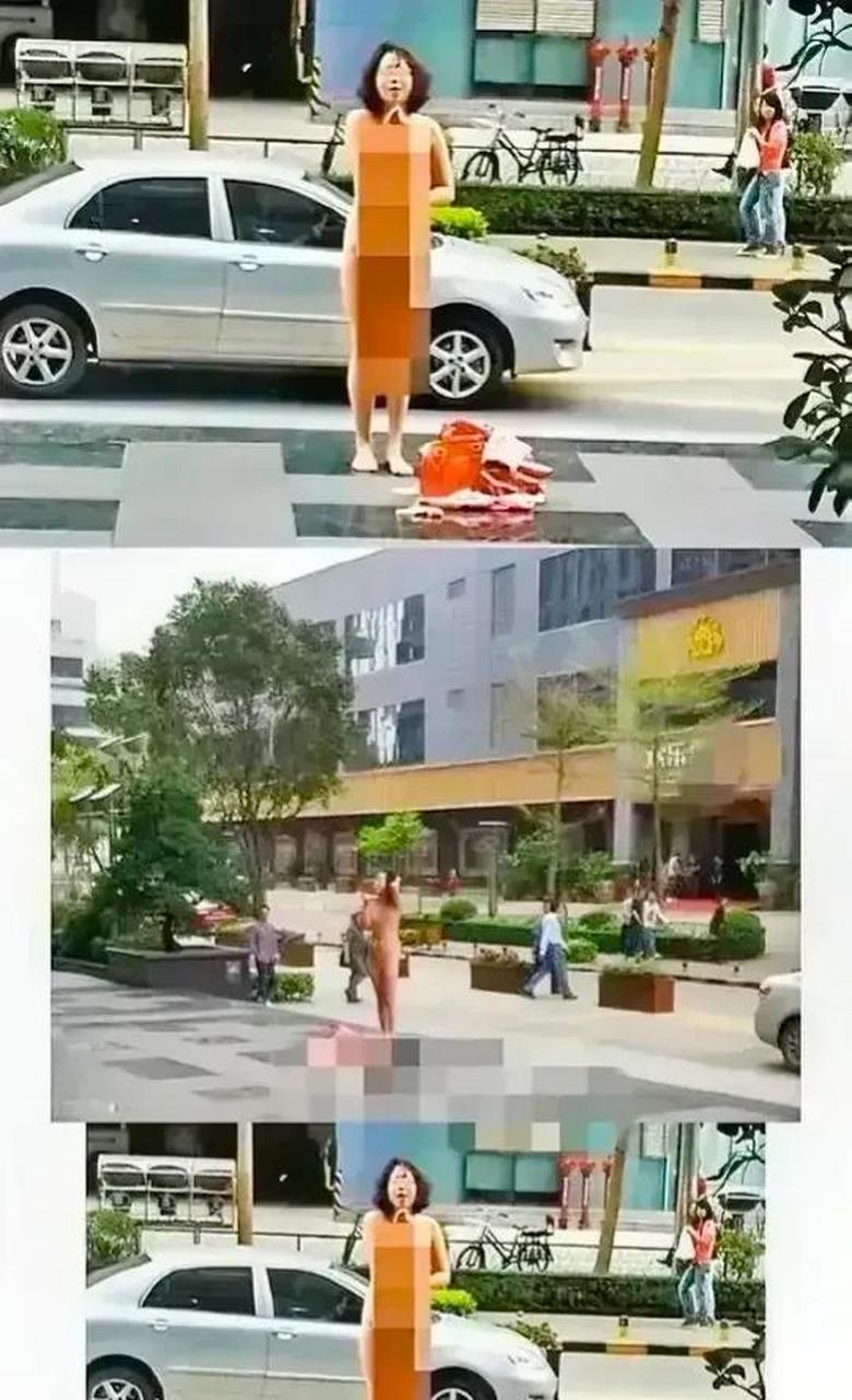 近日一妙龄女子脱光衣服一丝不挂站在大街上哭喊,原