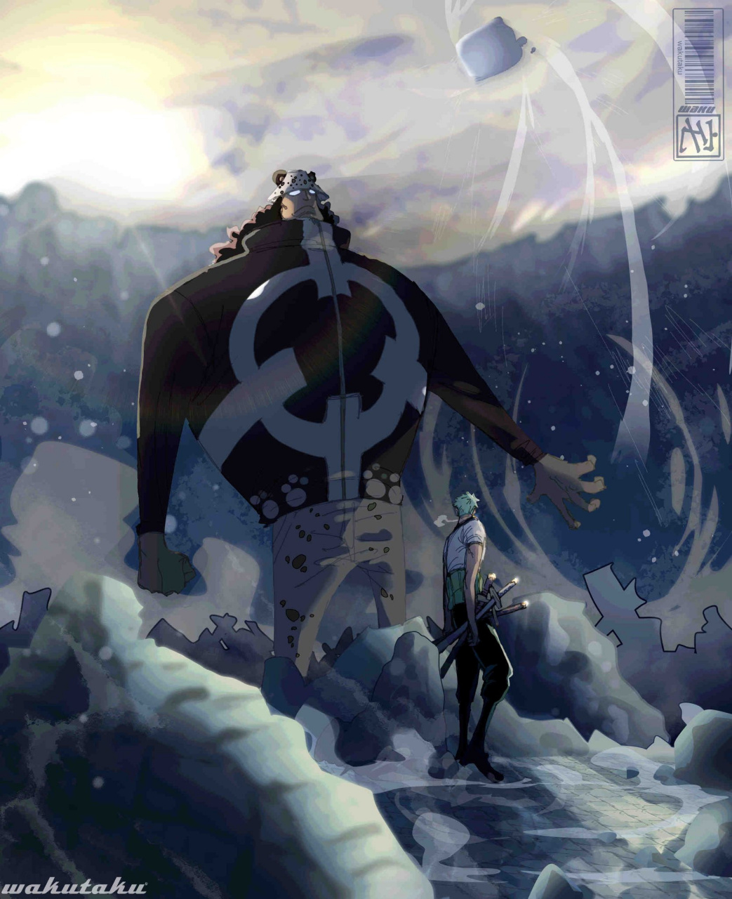 推特画师waker最新画作:五档路飞(好帅!),恐怖船索隆vs熊.