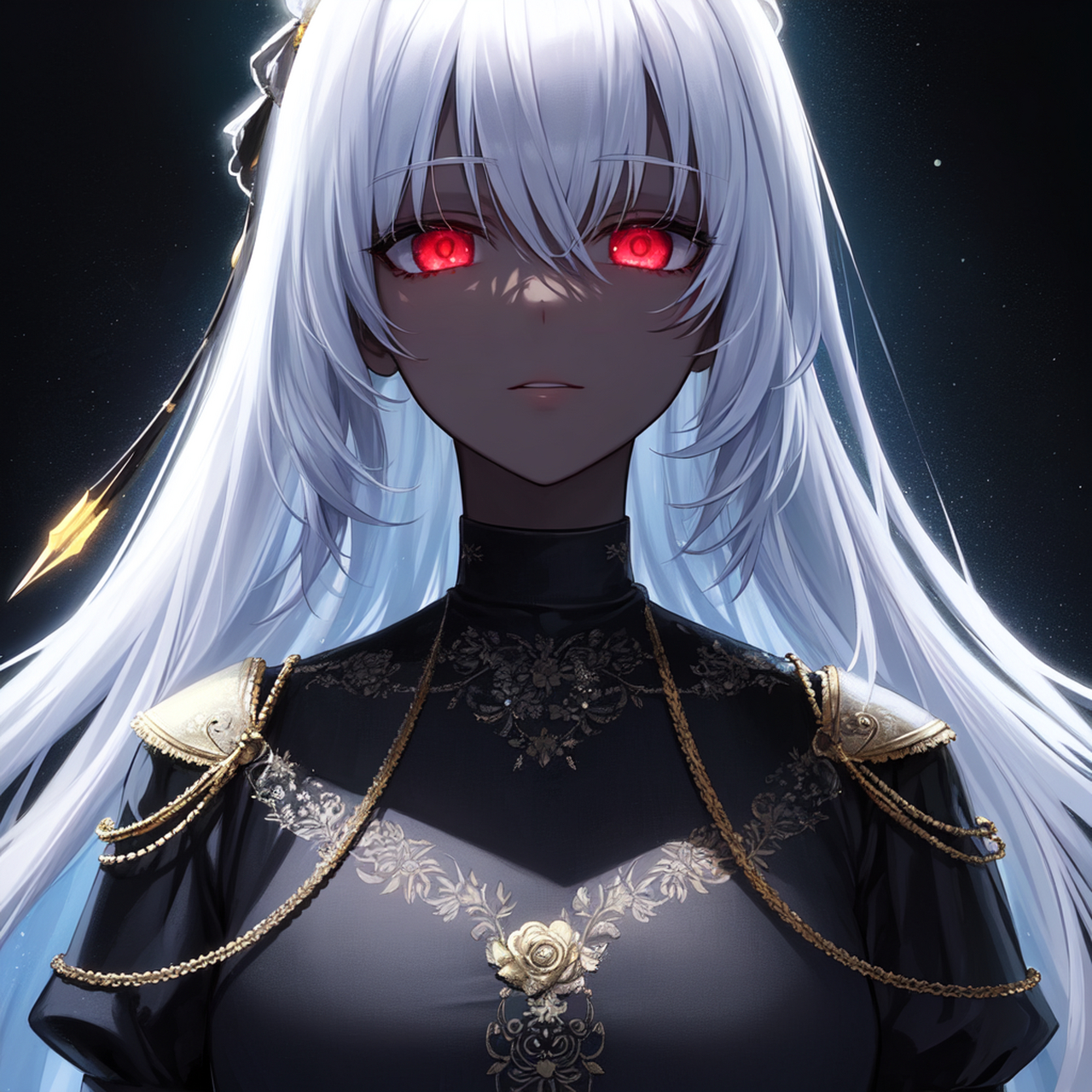 ai绘画# 白发黑皮,绝妙的设定.