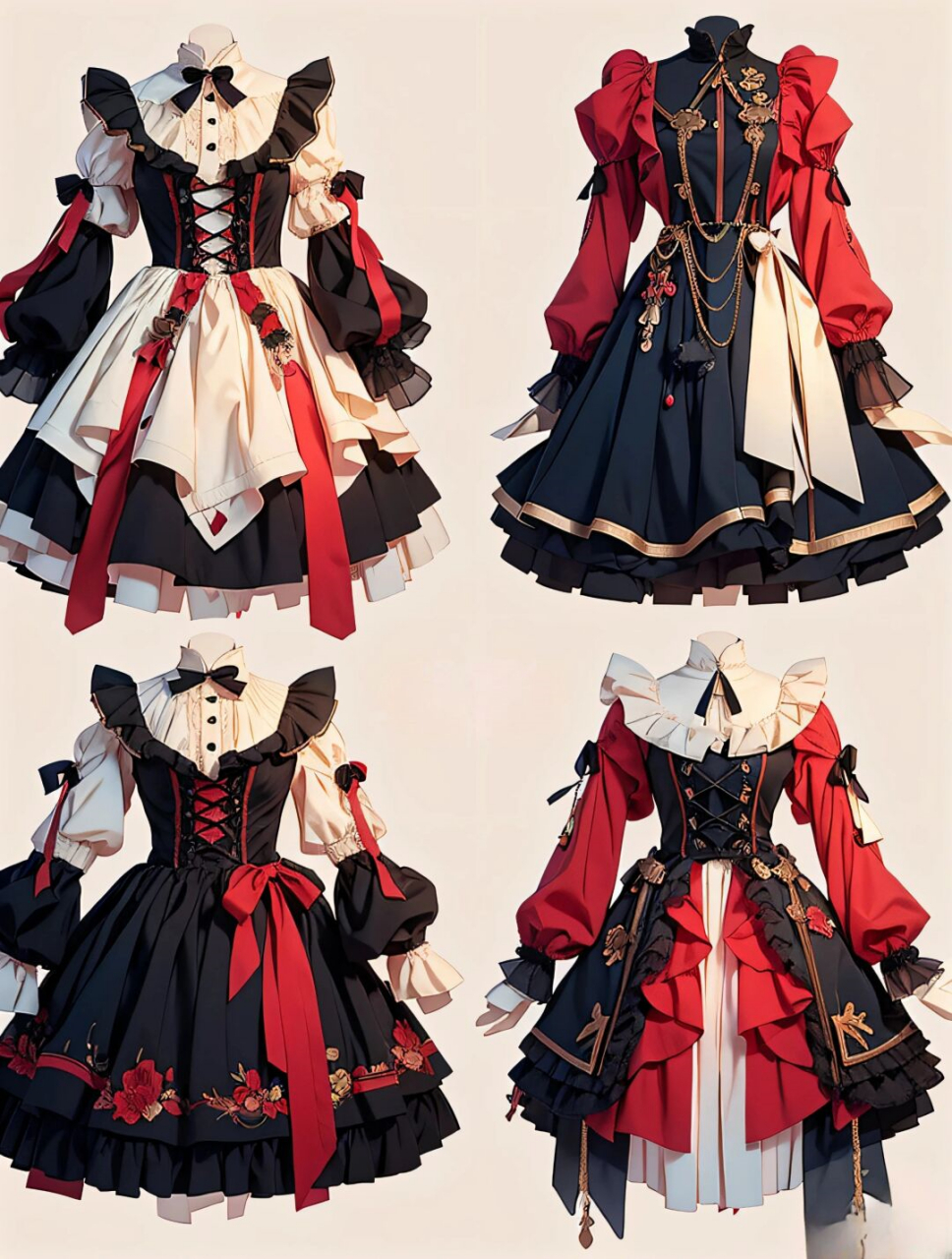 赛博朋克黑红色系!服装设计图