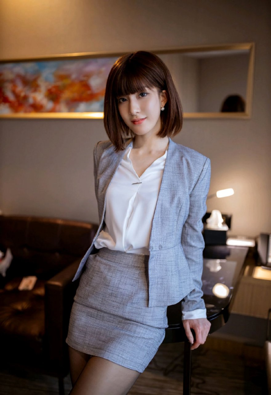 職業制服裝扮,換了乾爽短練的短髮#美女##小仙女##宅男女神