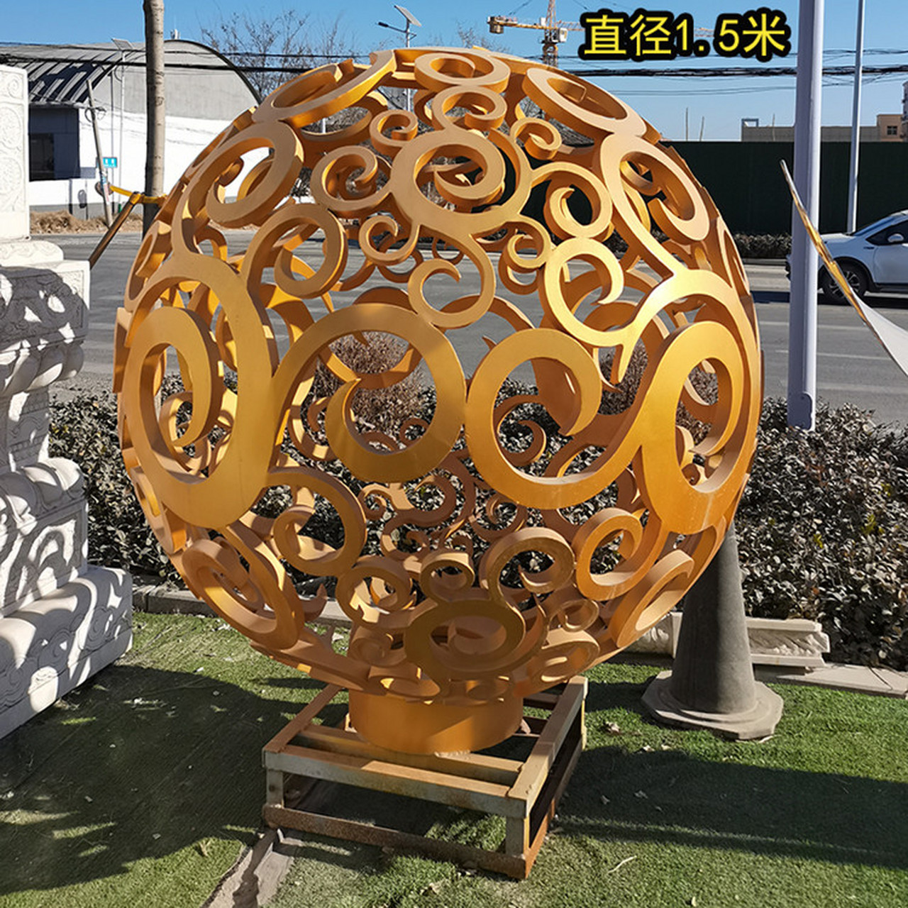 不锈钢城市雕塑 纯铜镂空球城市雕塑 紫铜城市雕塑