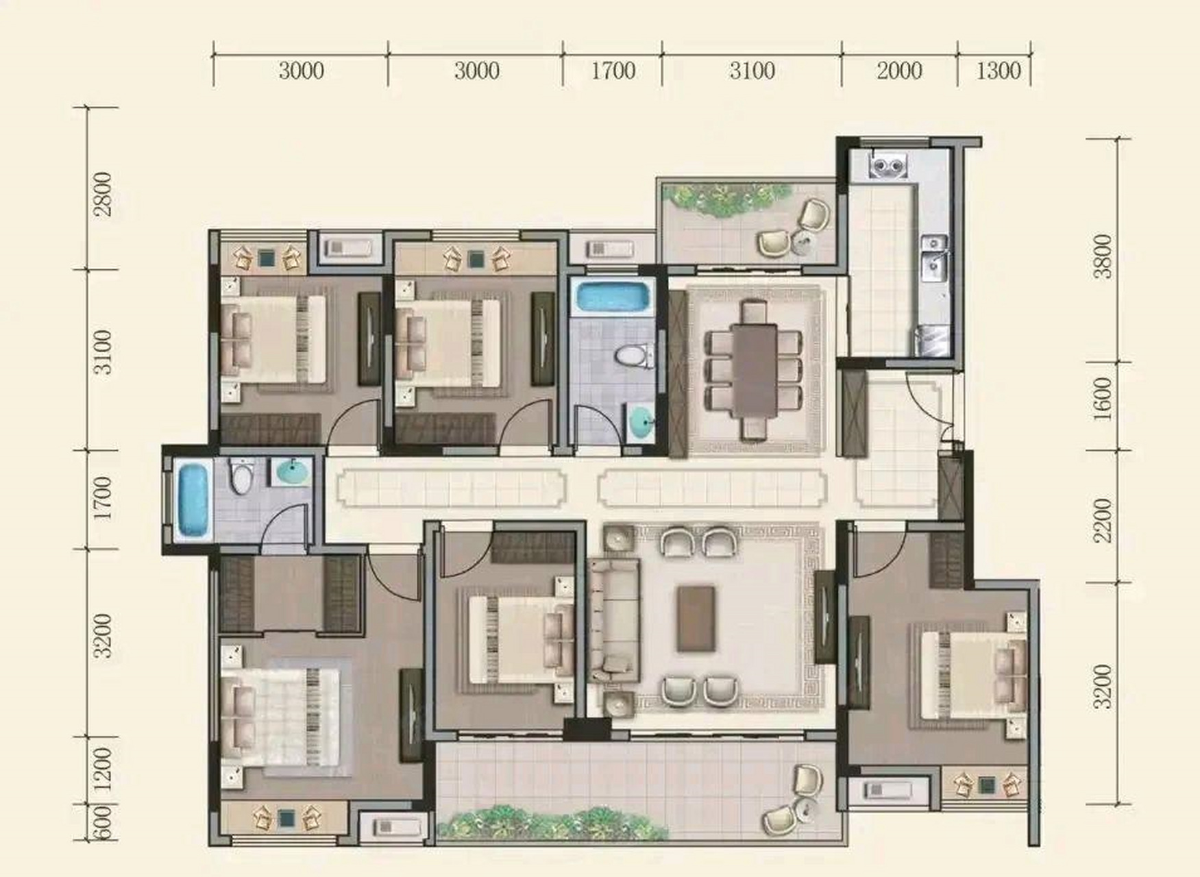 大家觉得这个五室户型怎么样?