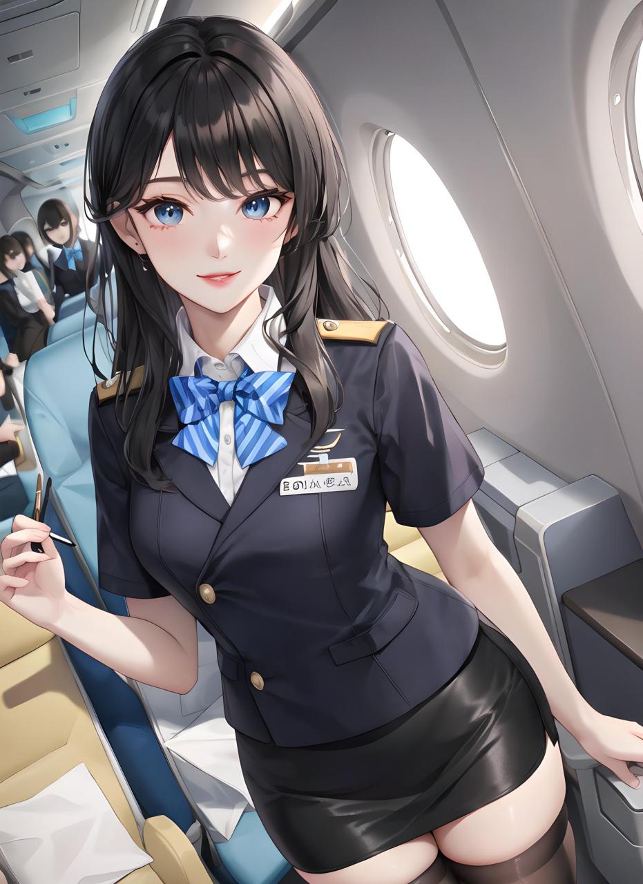 动漫壁纸---二次元空姐系列 翱翔在蔚蓝天空中的二